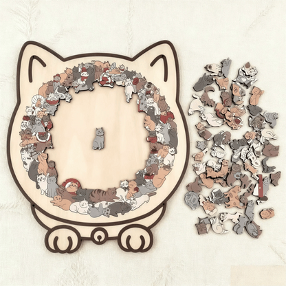 🔥LAST DAY 49% OFF - 🐱135-Pieces Morandi-Colored Cat Shaped Wooden Jigsaw Puzzle