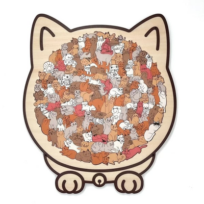 🔥LAST DAY 49% OFF - 🐱135-Pieces Morandi-Colored Cat Shaped Wooden Jigsaw Puzzle
