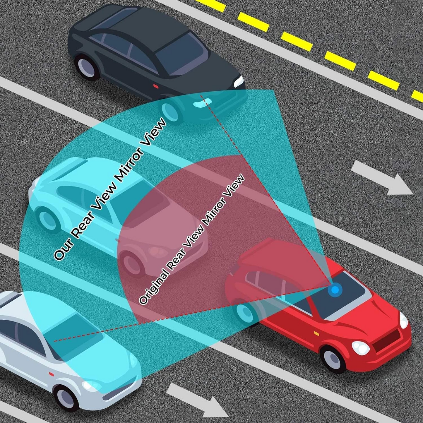 🔥Wide Car Curved Rear-view Mirror - Reduces blind spots and is suitable for cars and SUV